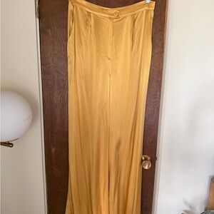 Corey Lynn Calter Yellow Gold Silk Wide Leg Pants